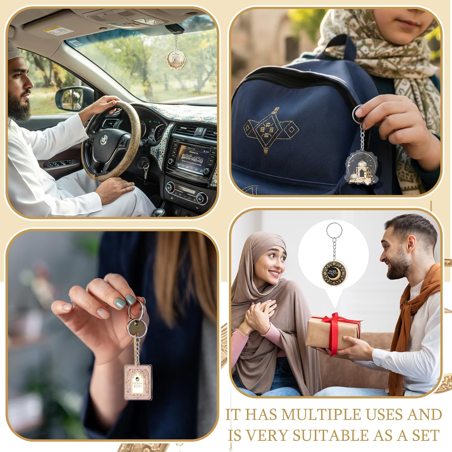 30 Pcs Islamic Keychain Gifts Bulk Acrylic Muslim Keychain Quran Islamabad Stars Moon Muslim Key Holder Gold Ramadan Accessories Islamic Gift for Purse Handbag Pocket - Image 5