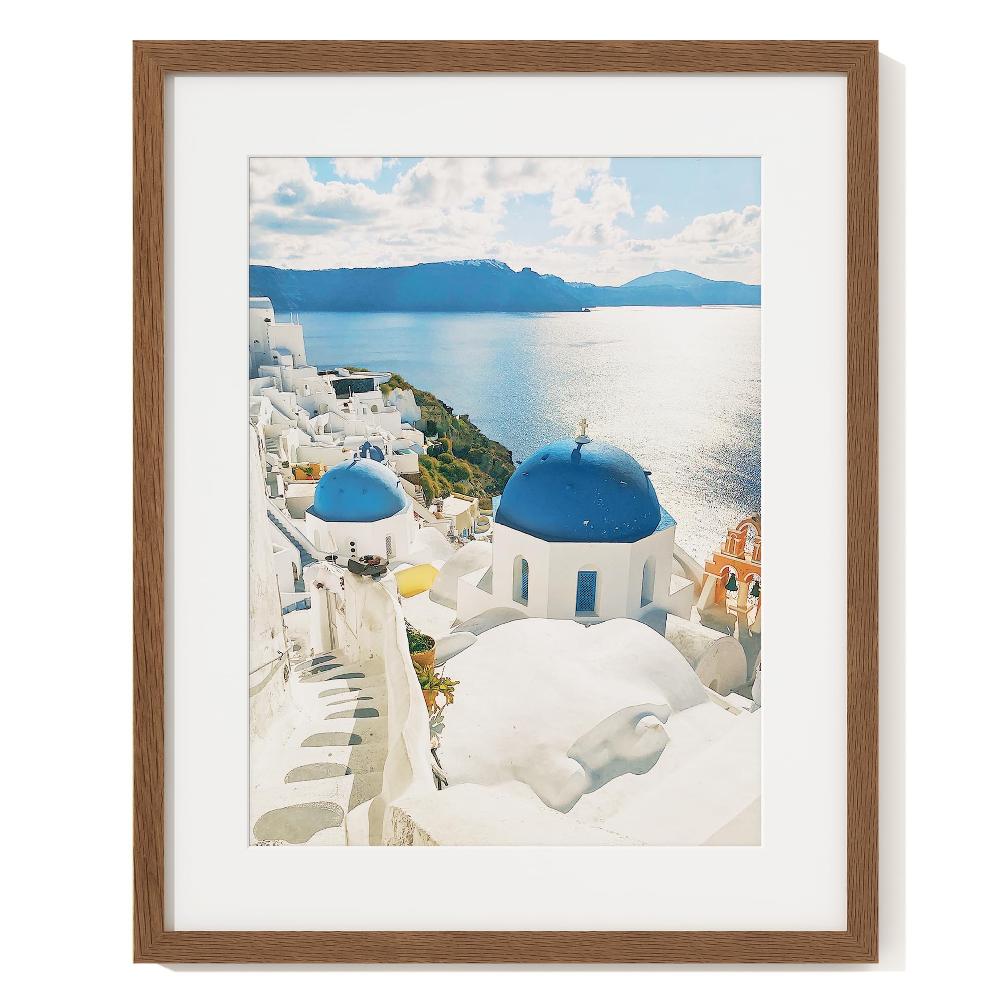 40x50 Picture Frame Oak, Wood Poster Frame with Mat for 29x39cm, Walnut