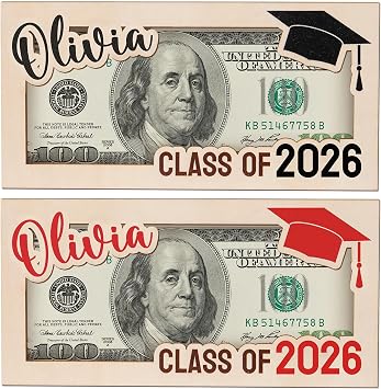 2026 Graduation Money Holder Personalized with Name, Laser Engraved Wooden Gift Box for Cash, Cards & Checks, Class of 2026 Graduation Gifts for College & High School