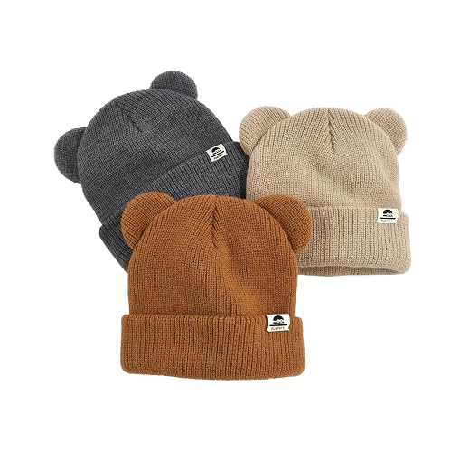 FURTALK Baby Beanie with Bear Ear Warm Knit Winter Hat for Infant Toddlers