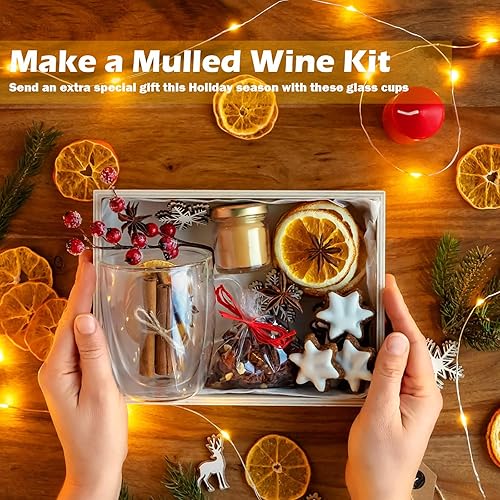 Miniatura 5 de Tazas de café de vidrio de doble pared, tazas de café transparentes de 12 onzas con asa, tazas de café de vidrio aisladas, juego de 2, perfectas