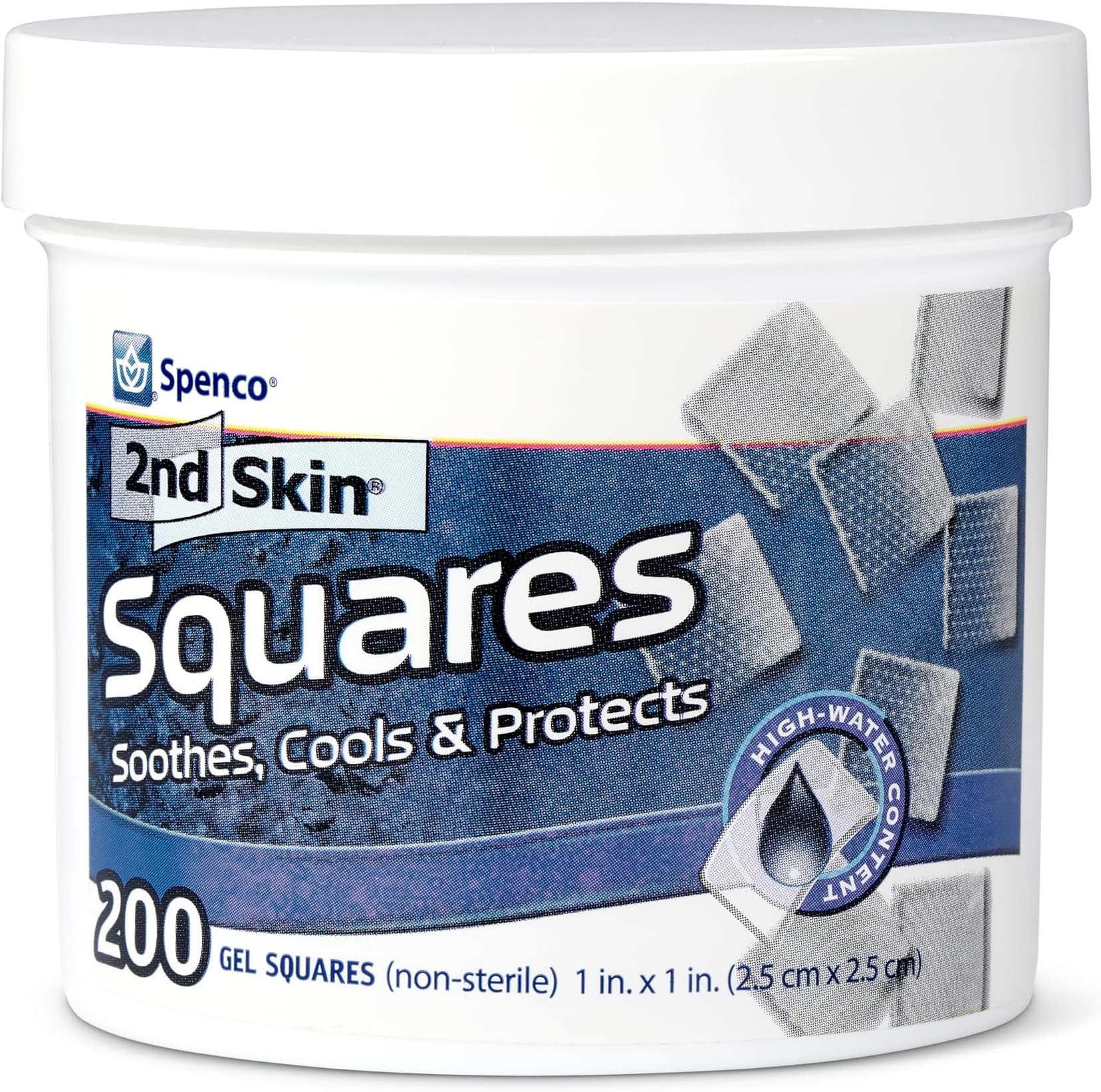Spenco 2nd Skin 200 Gel Squares (Non-sterile) - Blue, 1 Inch