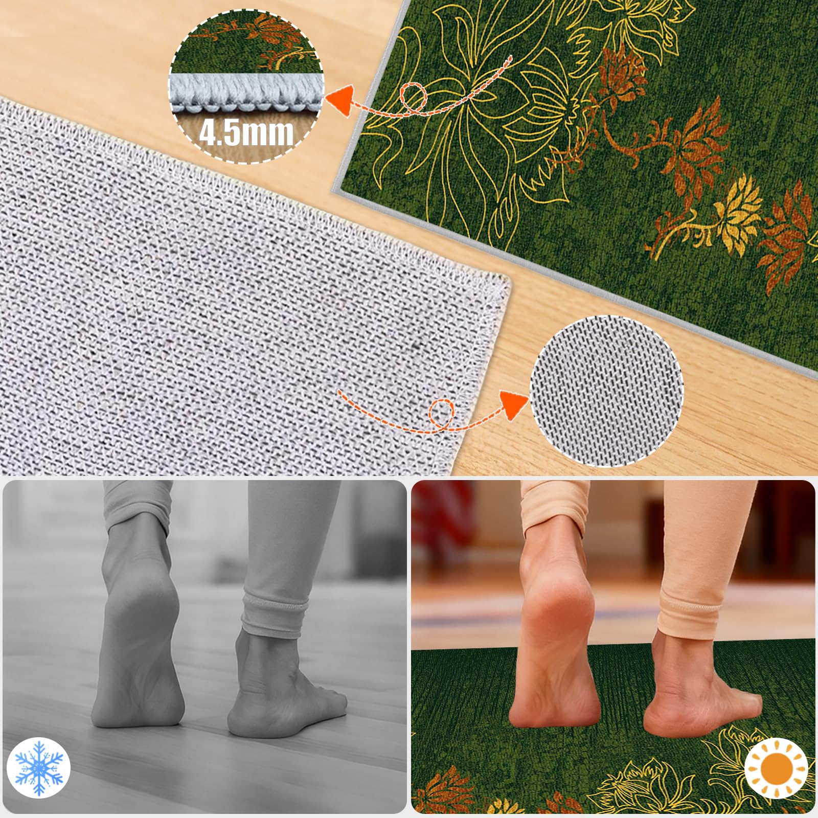 Tappeto Sedia Ufficio Gaming, Tappeto Salvapavimento Antiscivolo Protettore del Pavimento Tappetino per Sedia da Ufficio con Ruote per Parquet, Tappeto per Sedia con Ruote Deco Verde 90x130cm