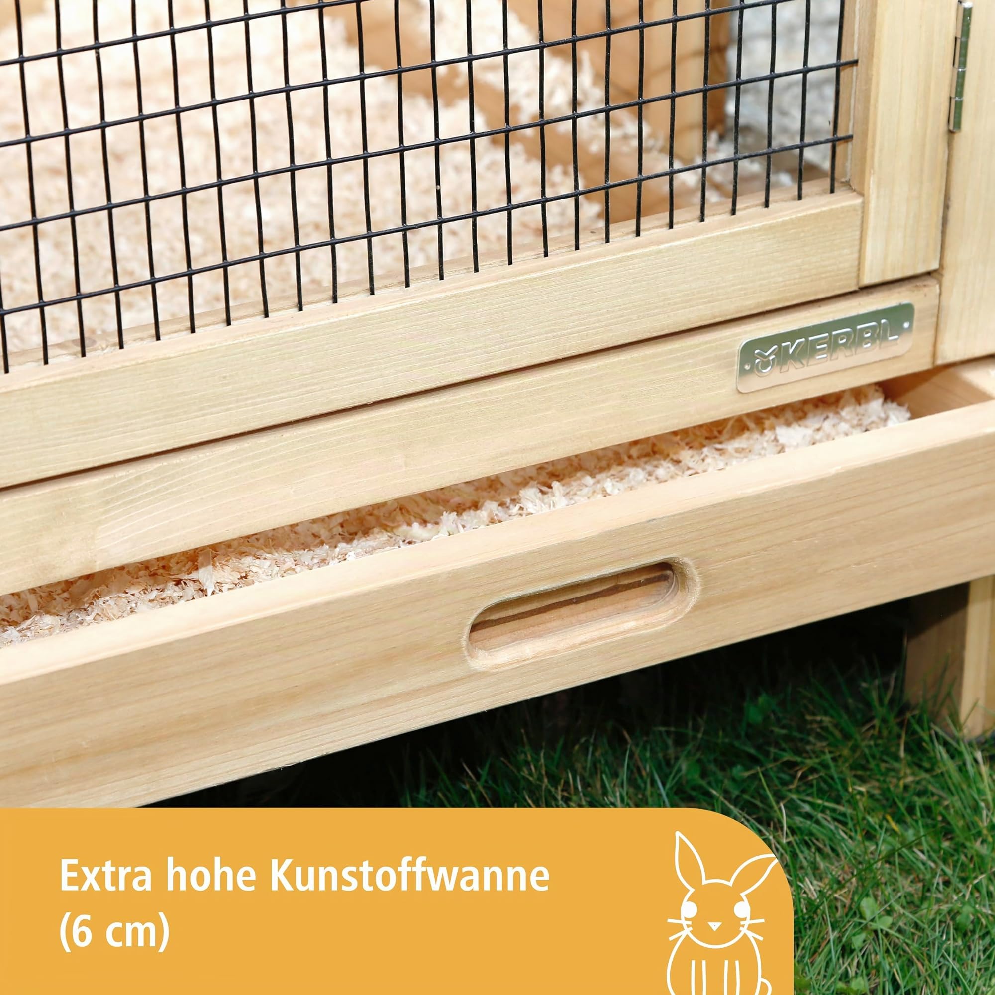 Kerbl Pet Kaninchenstall XXL Vario, Kleintierstall, 155x76x80cm, Holz, Metallgitter, Hasen, Kaninchen, Meerschweinchen, mit Heuraufe, wetterfestes Dach