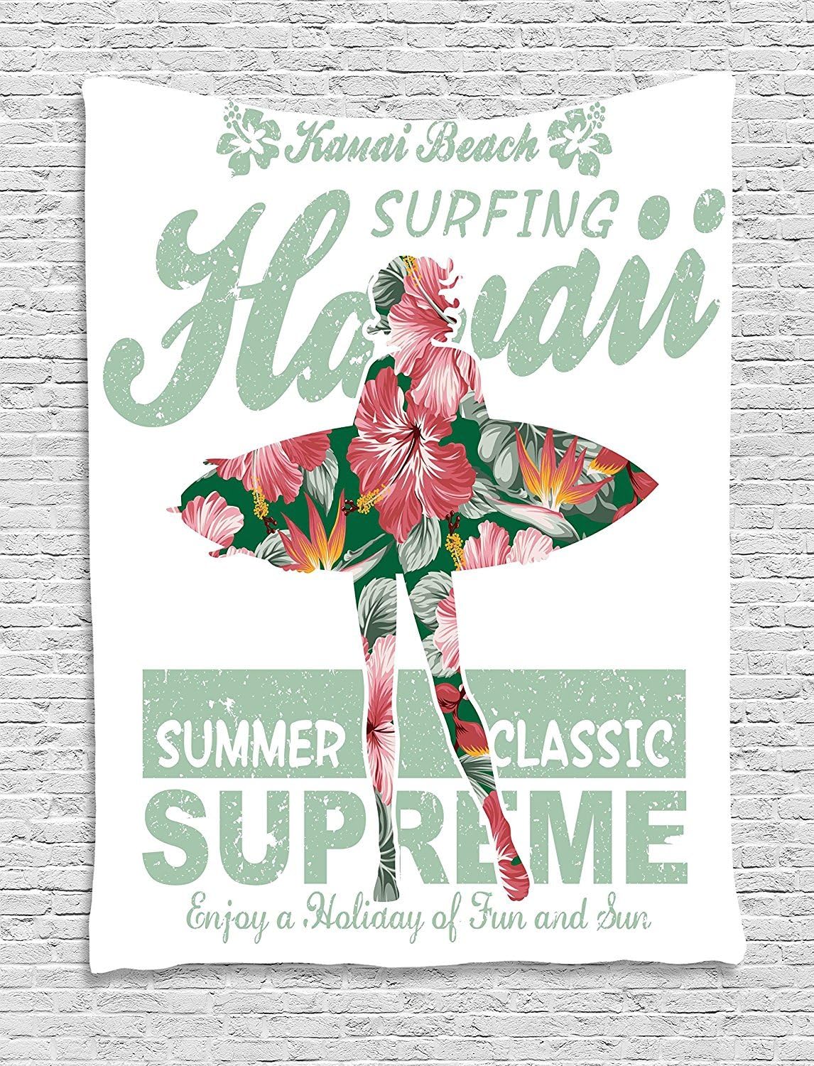 Ambesonne Antique Tapestry, Ottoman Turkish Floral Pattern Tulips Medieval Baroque Effect on Dated Art, Wall Hanging for Bedroom Living Room Dorm Decor, 40" X 60", Pale Blue