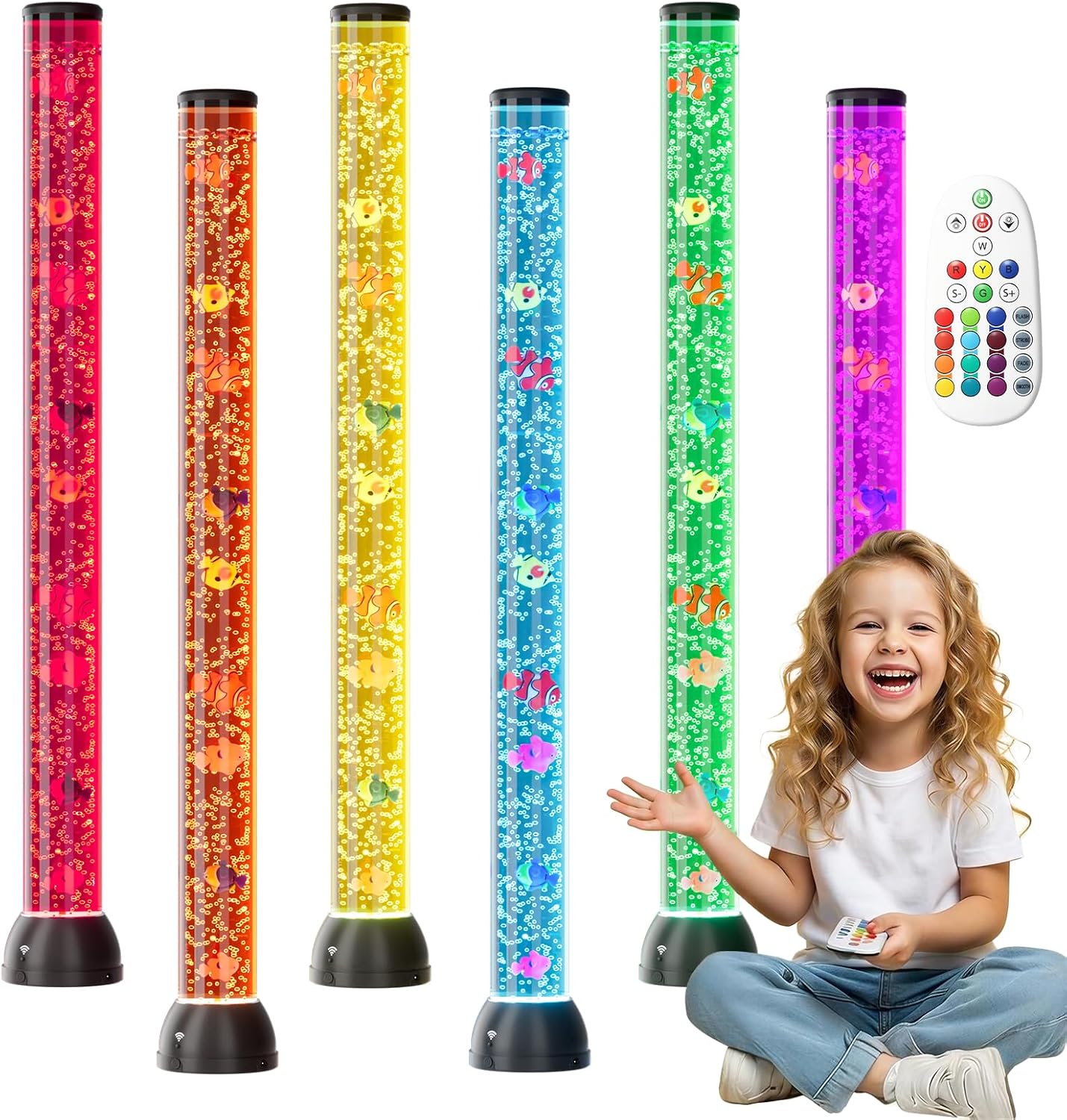 4FT LED Sensory Bubble Tube Lamp with Remote Control