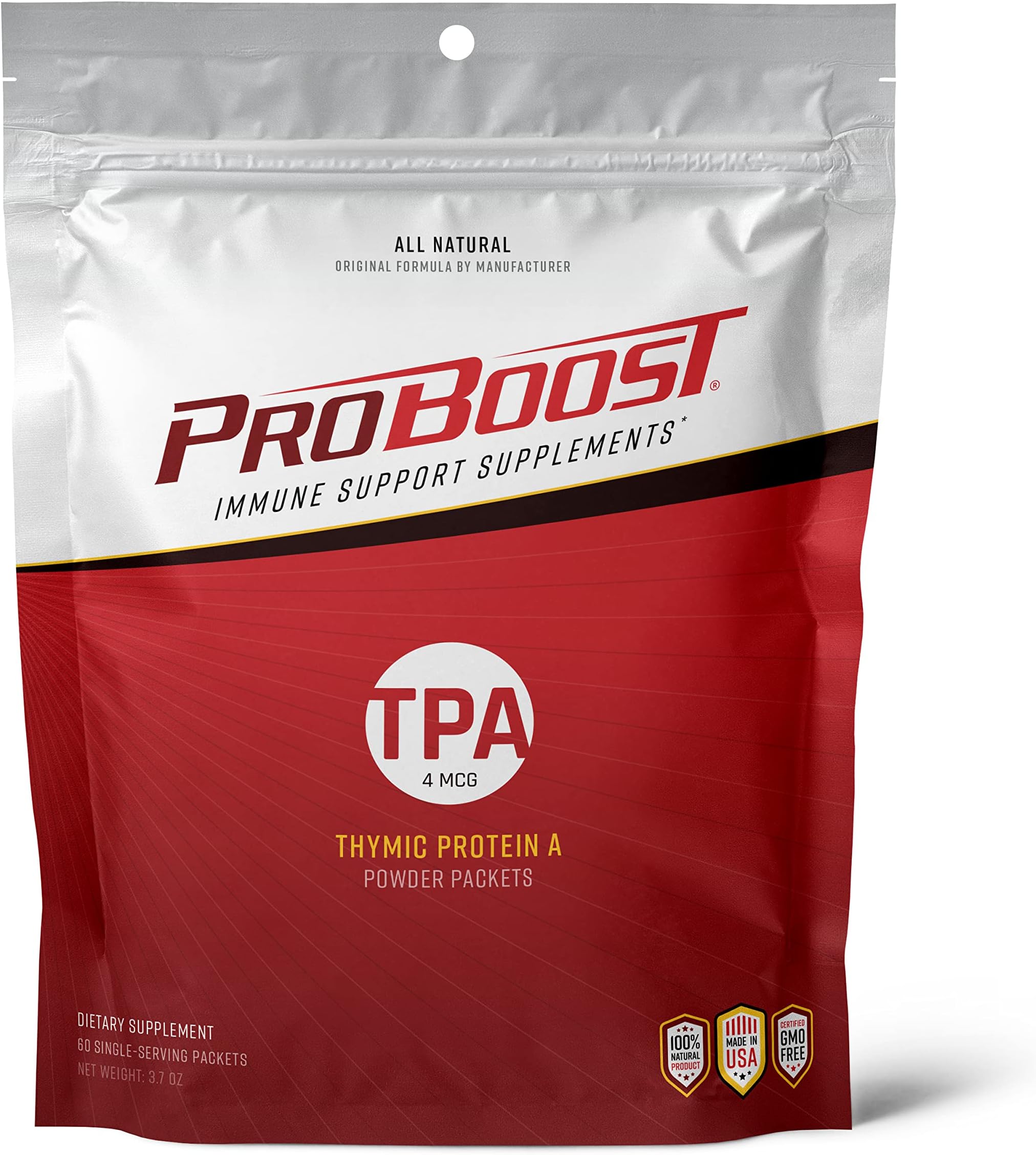 - 4 McG Thymic Protein A (TPA) Powder Packets - All Natural, Non-GMO, Immune Regulation and Support Supplement - 60 Packets, 4 McG TPA/Serving