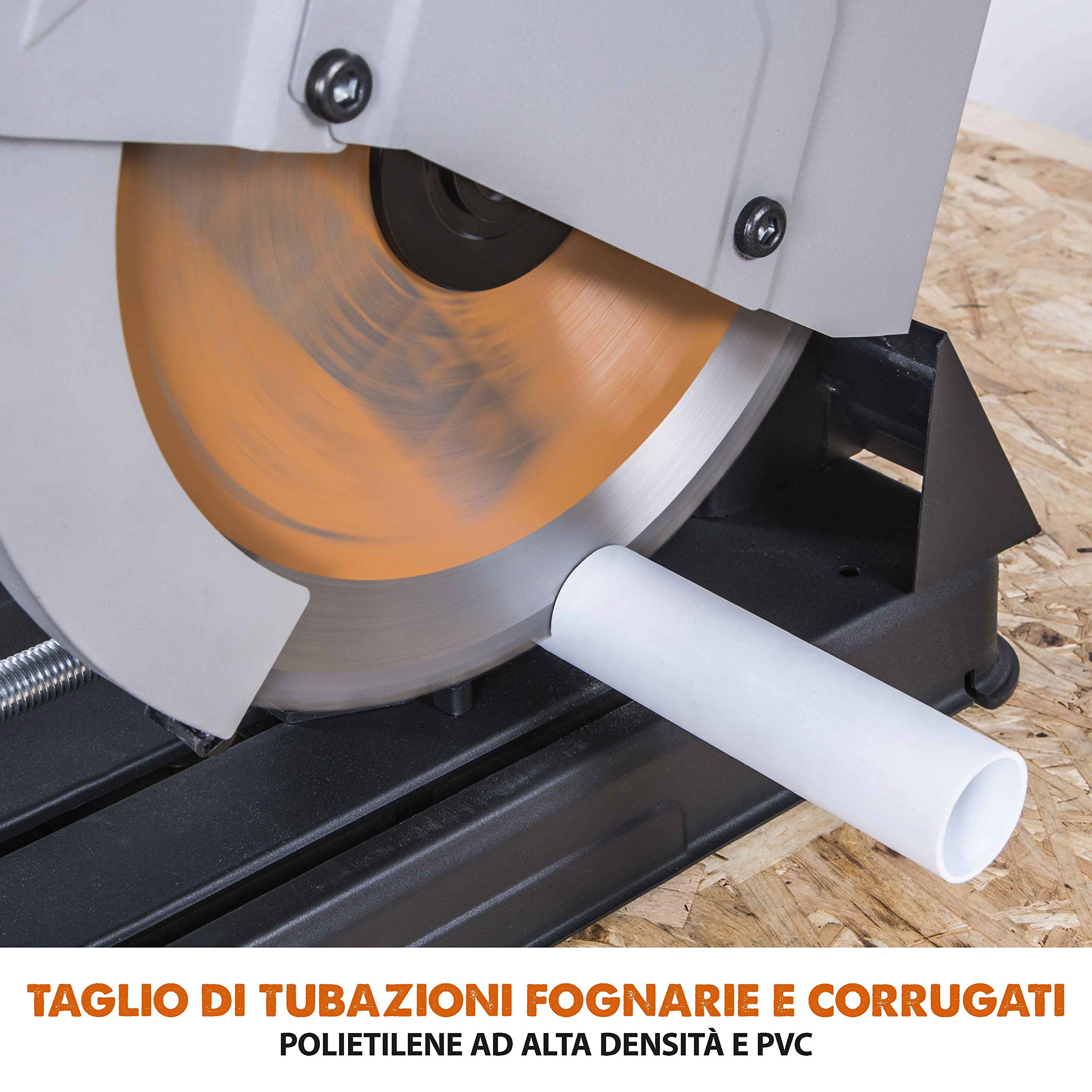 Evolution Power Tools 083-0003 R355Cps Troncatrice Per Ferro Multi Materiale, Esegue Tagli Su Acciaio, Alluminio, Plastica E Legno Anche Con Chiodi, 355 mm