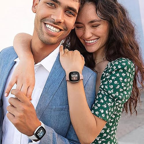 Miniatura 7 de Maledan Bandas de patrón delgado compatibles con Fitbit SenseVersa 3Versa 4Sense 2 bandas para mujeres y hombres, elegante correa hueca transpirable