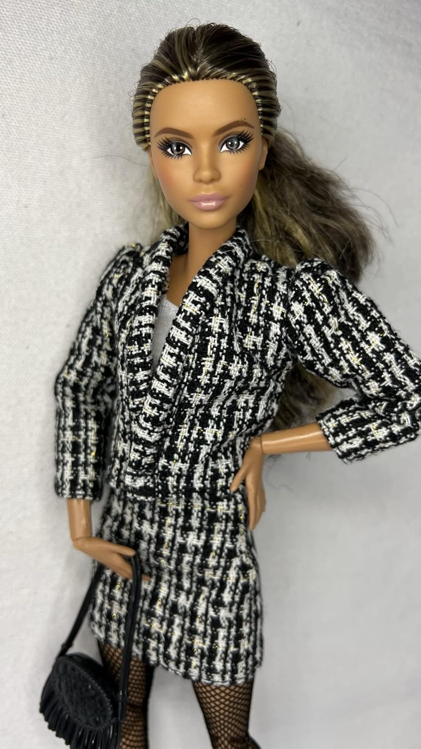 Eledoll Clothes Fashion Pack POSH Lady Plaid Trench Coat & Tweed Blazer Set