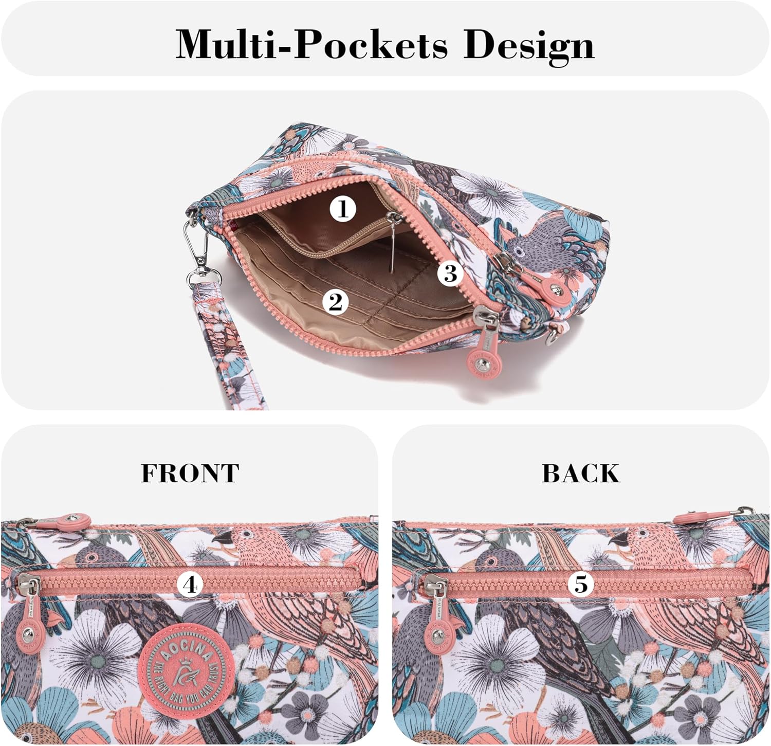 AOCINA Small Wristlet Wallets for Women RFID Blocking Crossbody Purses Nylon Cell Phone Bag for Daily Travel - Image 5