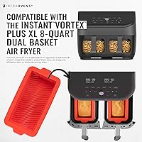 Vista 2 de Molde de silicona para freidora de aire para Instant Vortex 2 cestas, sartén antiadherente para freidora de aire de doble cesta, se adapta a Ninja