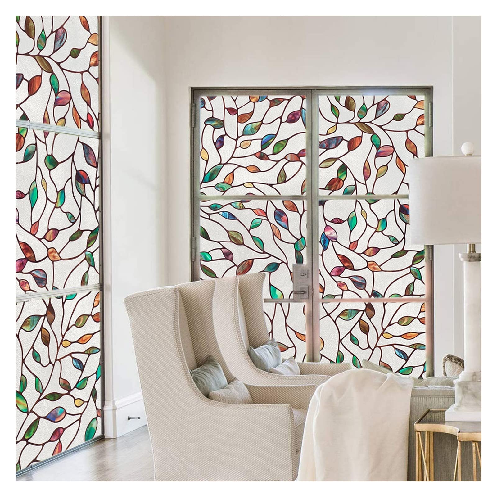 Película de vinilo for vidrieras de hojas 3D | Múltiples tamaños, hoja 3D, for puerta de vidrio de ventana del hogar: , bloqueo, luz natural(75x100 Cm)