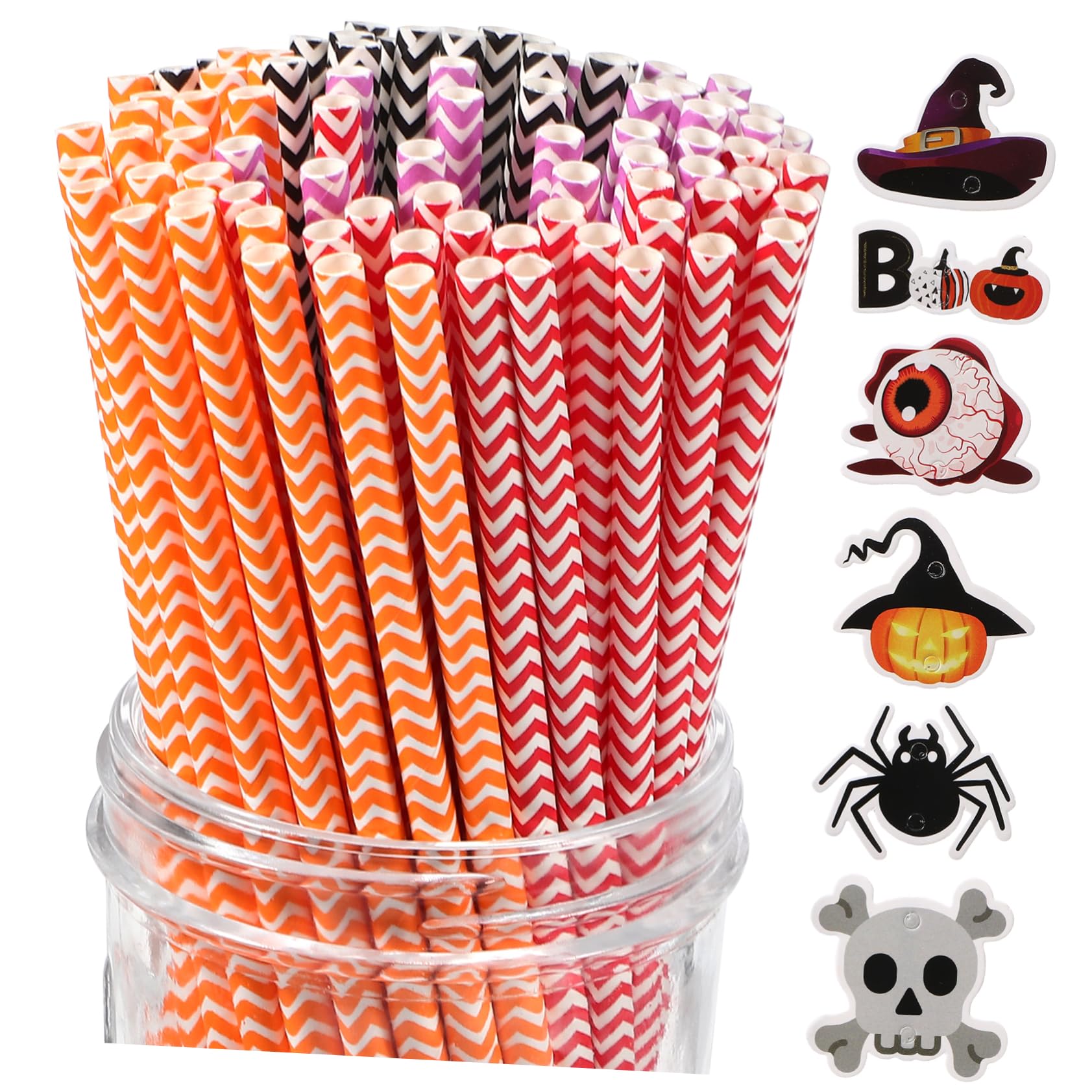 GLEAVI 6 Paquetes Pajitas Decoradas De Halloween Para Fiestas y Hogar Estampado De Calabaza Unidades De Pajitas De Papel Para Halloween Decoración Para Fiestas