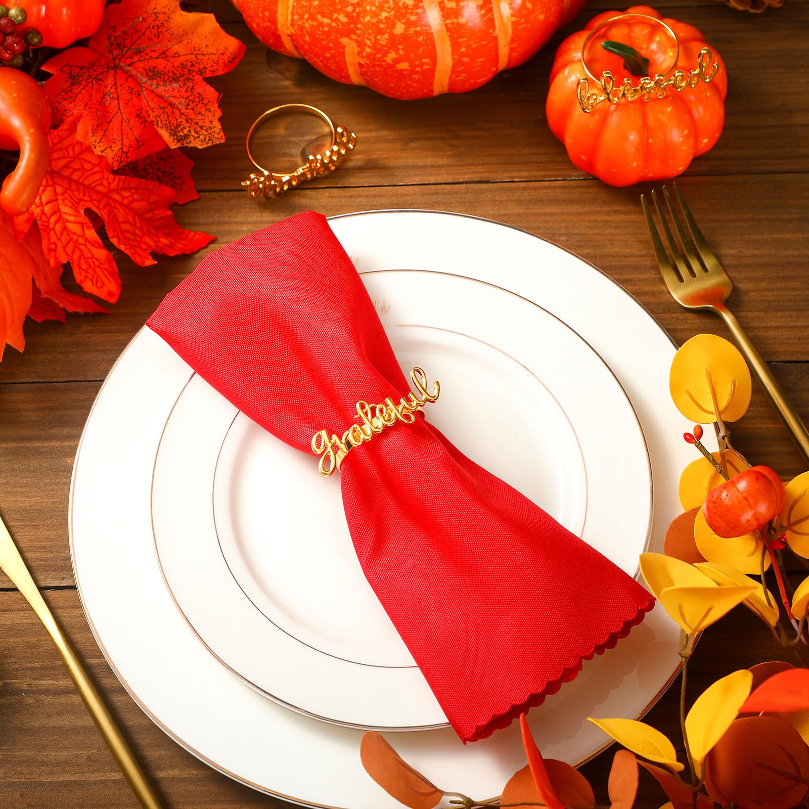 Roshtia Serviettenringe aus Legierung, für Thanksgiving, Hochzeit, Geburtstag, Esstisch, Dekoration, 12 Stück