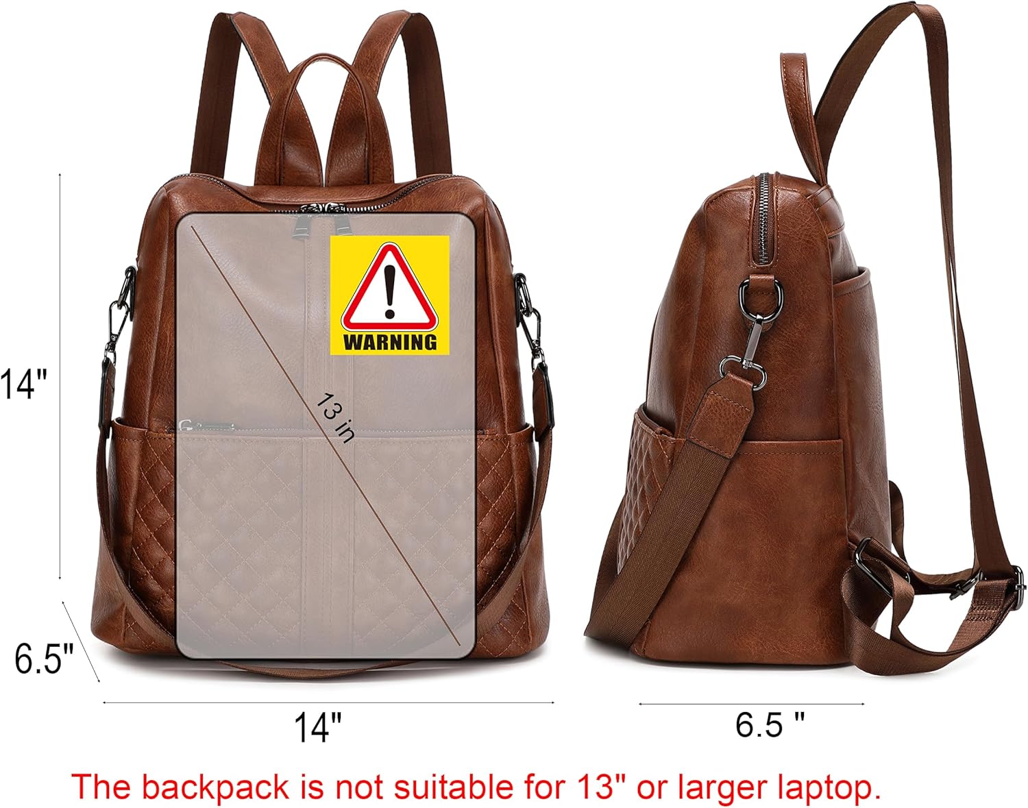 sqlp Daily Use Backpack Purse for Women Vegan Leather Travel Back Pack Fashion Multipurpose Design Shoulder Bags Handbag - Image 3