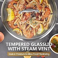 Vista 6 de LOLYKITCH Sartén Salteadora de Acero Inoxidable Tri-Capa de 7 Cuartos con Tapa, Sartén para Freír Profunda de 12 Pulgadas, Sartén Grande, Cocinero