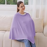 Vista 5 de Funda de lactancia de punto para lactancia materna, transpirable y suave, cuello ancho con elástico para una fácil visión (morado)