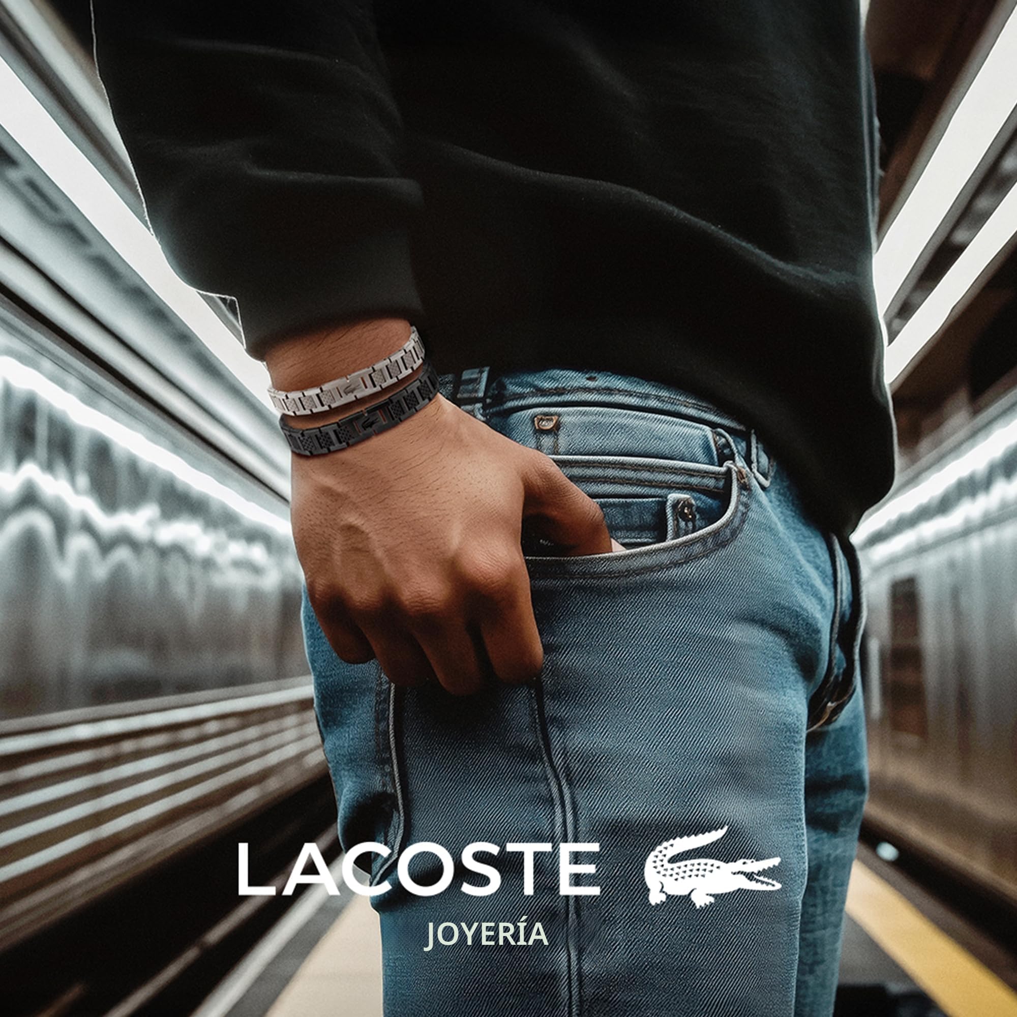 Lacoste Brazalete de eslabón Colección METROPOLE Decorado con diseño petit piqué - Disponible para él y para ella