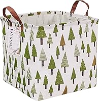 Vista 14 de FANKANG Cesto cuadrado de almacenamiento para guardería, cesta de lavandería de lona, plegable con revestimiento de polietileno impermeable