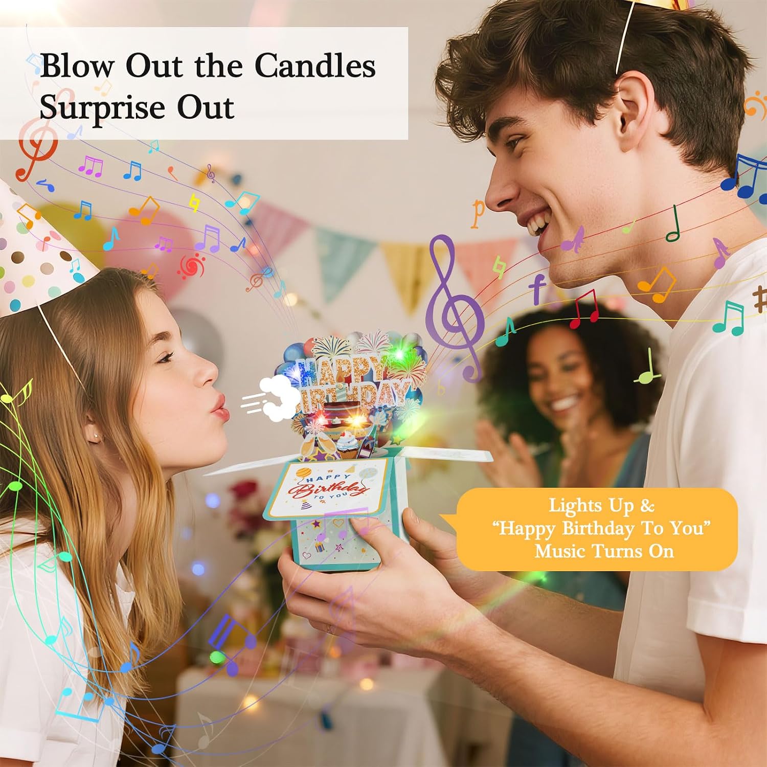 4th Years Old Birthday Pop Up Greeting Card with Light and Music image 2