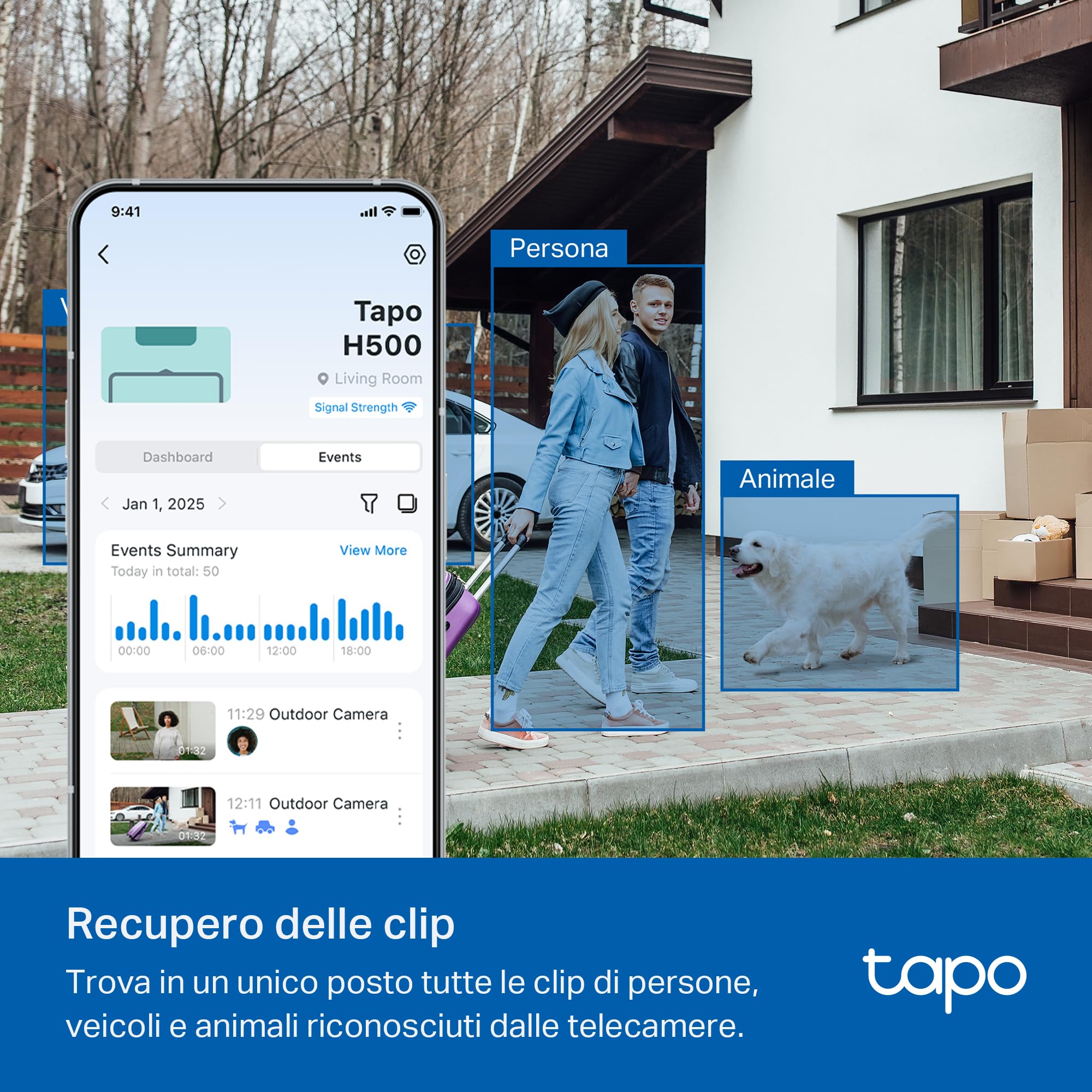 Tapo H500 Smart HomeBase, Connetti 16 Telecamere e 64 Sensori, Archiviazione Locale 16GB Integrato+16TB Espandibile HDD/SSD, Senza Canone Mensile, Rilevamento AI Avanzato, Output HDMI