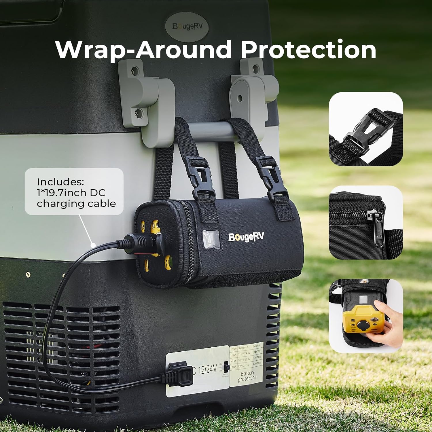 BougeRV 277Wh Power Station Protective Cover with DC Charging Cable, Portable Carrying Case Only for 277Wh Power Station (Power Station NOT Included)