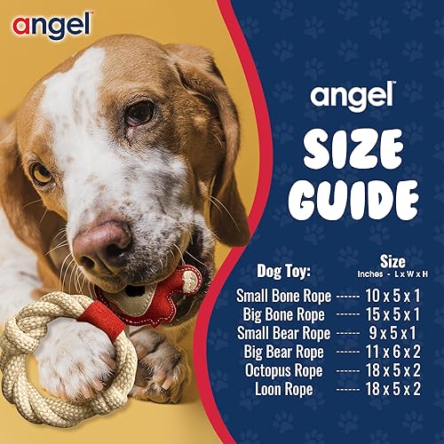 Miniatura 6 de Angel Pet Supplies Juguete de cuerda natural para perros de oso | Juguetes para perros hechos a mano y duraderos | Estimulación interactiva y mental