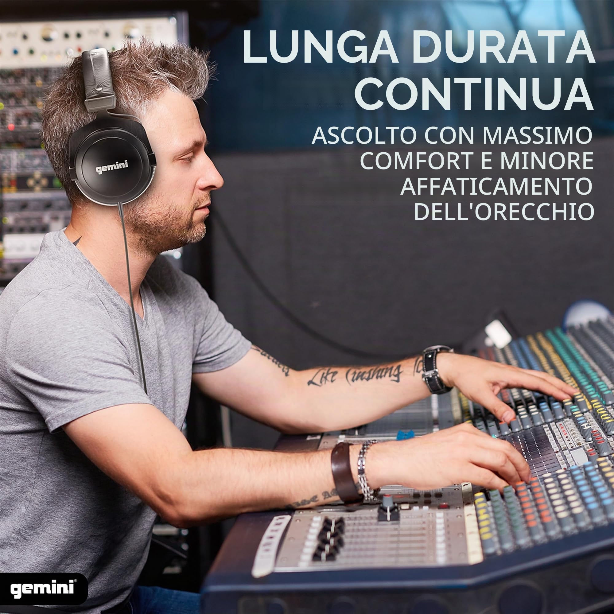 Gemini DJX-1000 - Cuffie professionali per monitoraggio, driver da 53 mm, colore: Nero