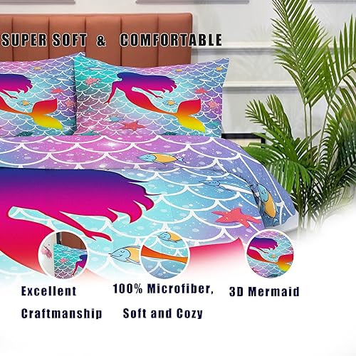 Miniatura 3 de NINENINE Juego de ropa de cama azul tamaño matrimonial para niños, niñas y adolescentes, juego de ropa de cama con estampado azul mate, juego de