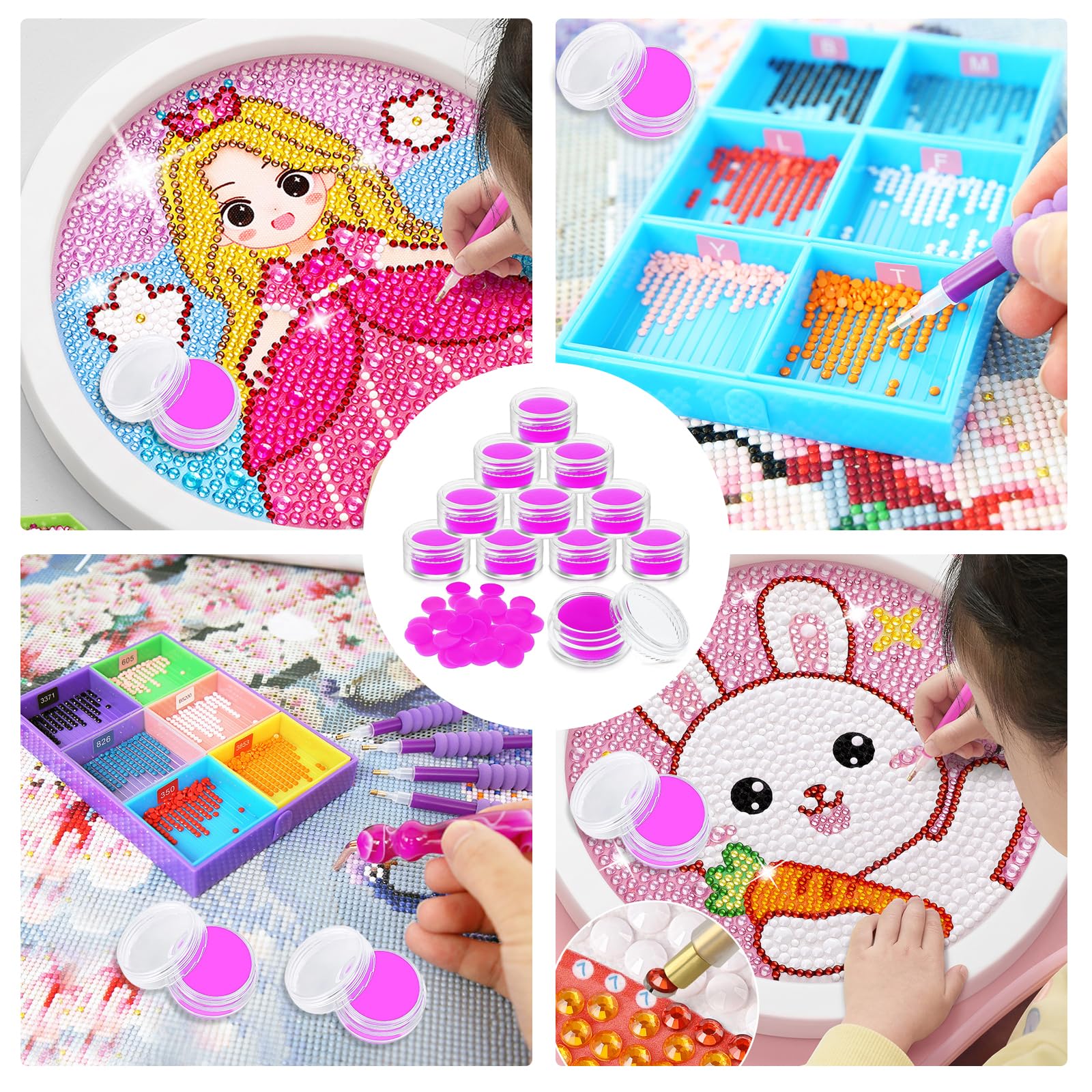 Diamantmalerei Wachs & Kleber - 15 Stück In Aufbewahrungsbox, Lila Klebenton - Für DIY Stickerei