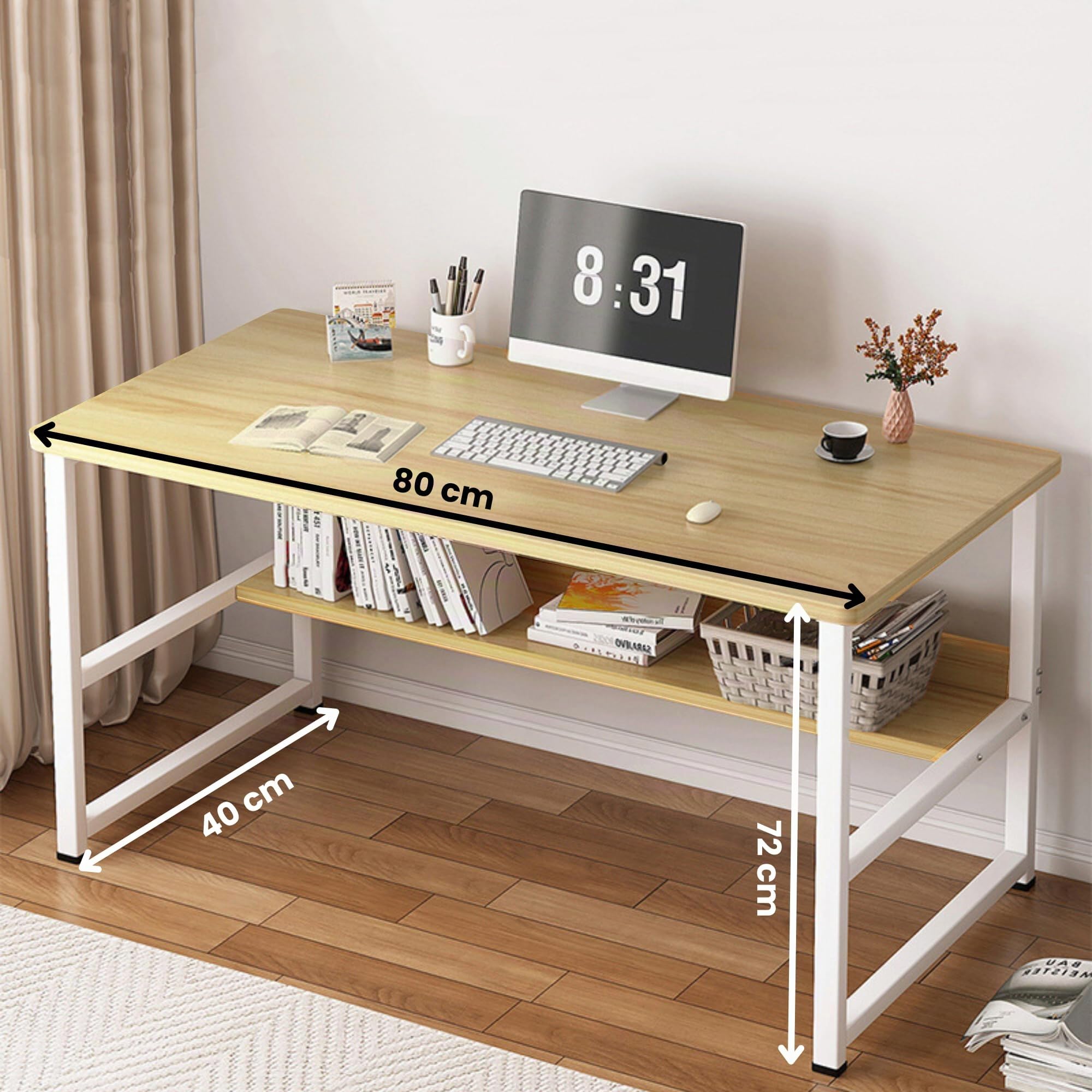 MAGIC SELECT Escritorio Mesa de Oficina para Ordenador 80x40x72 cm | Tablón de Aglomerado y Melamina de Madera, Estructura de Acero, Para Habitación o Estudio, Para Hogar
