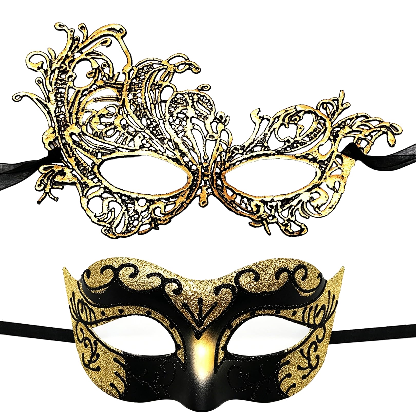 Masquerade Masks for Couple Men Women,Venetian Lace Mask for Halloween