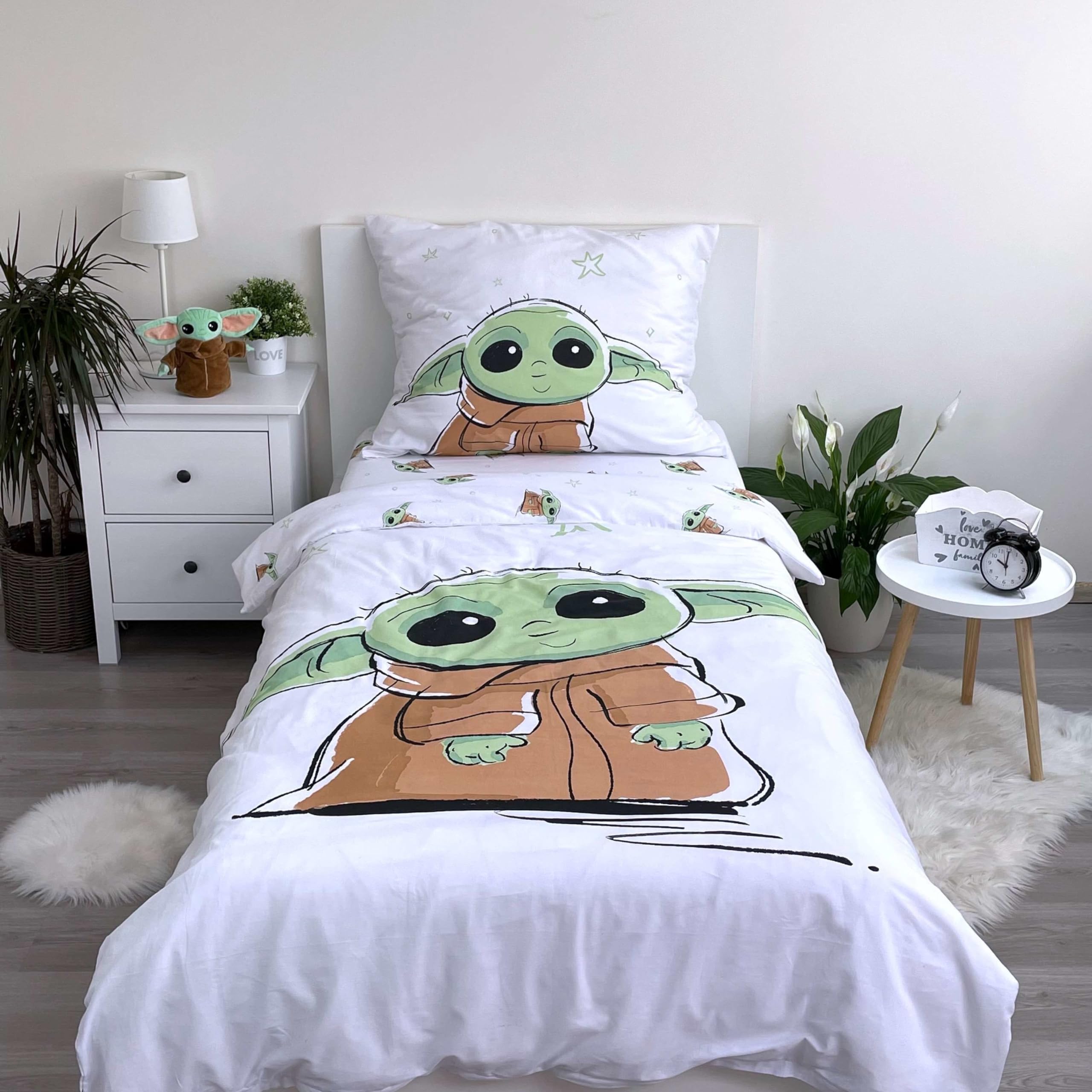 Disney - Parure De Lit en Coton Star Wars : Bébé Yoda - 140 X 200 Cm