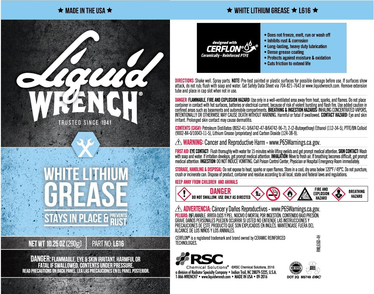 Liquid Wrench L616/4-4PK White Lithium Grease - 10.25 oz., (Case of 4)