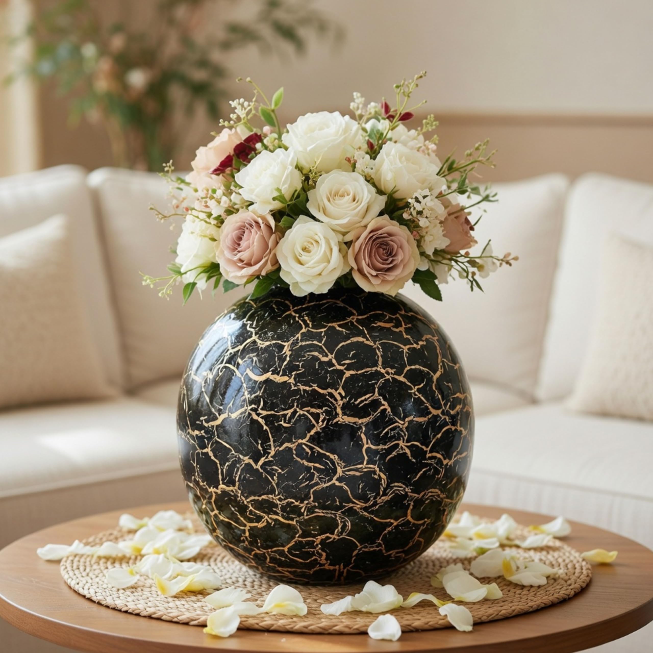 Gold Ball Vases - Set of 2 for Home Decor -10 Gold Ball Vases - Set of 2 for Home Decor -10