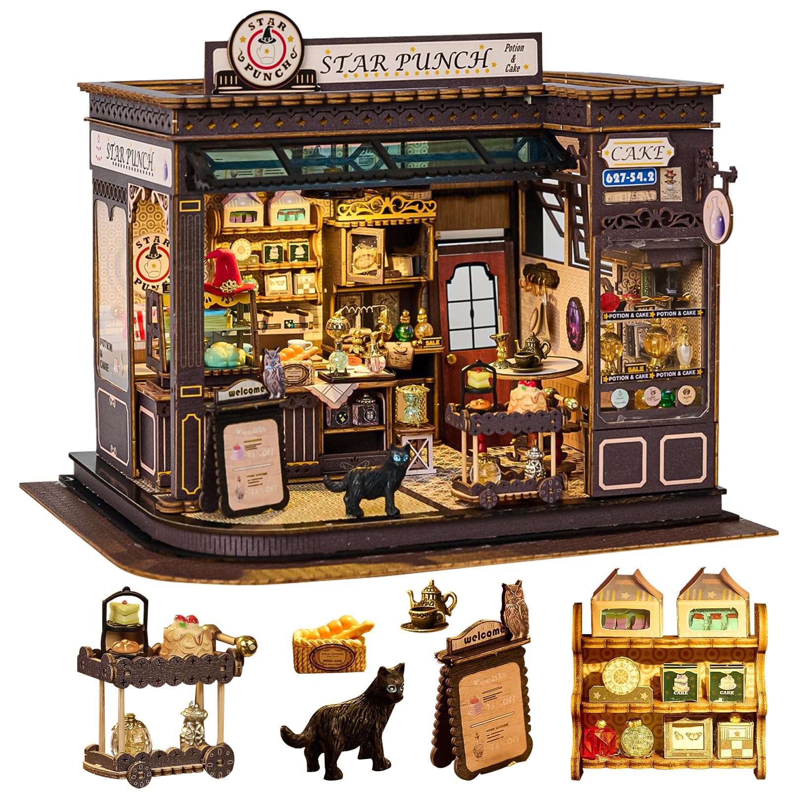 BookTop DlY Dollhouse Kit?Book Nook kit,Miniature House kit with Music Box,iniature House Kit,Magic Coffee'Shop?for Adults and Teens for Family and Friends.?Magic Coffee'Shop?