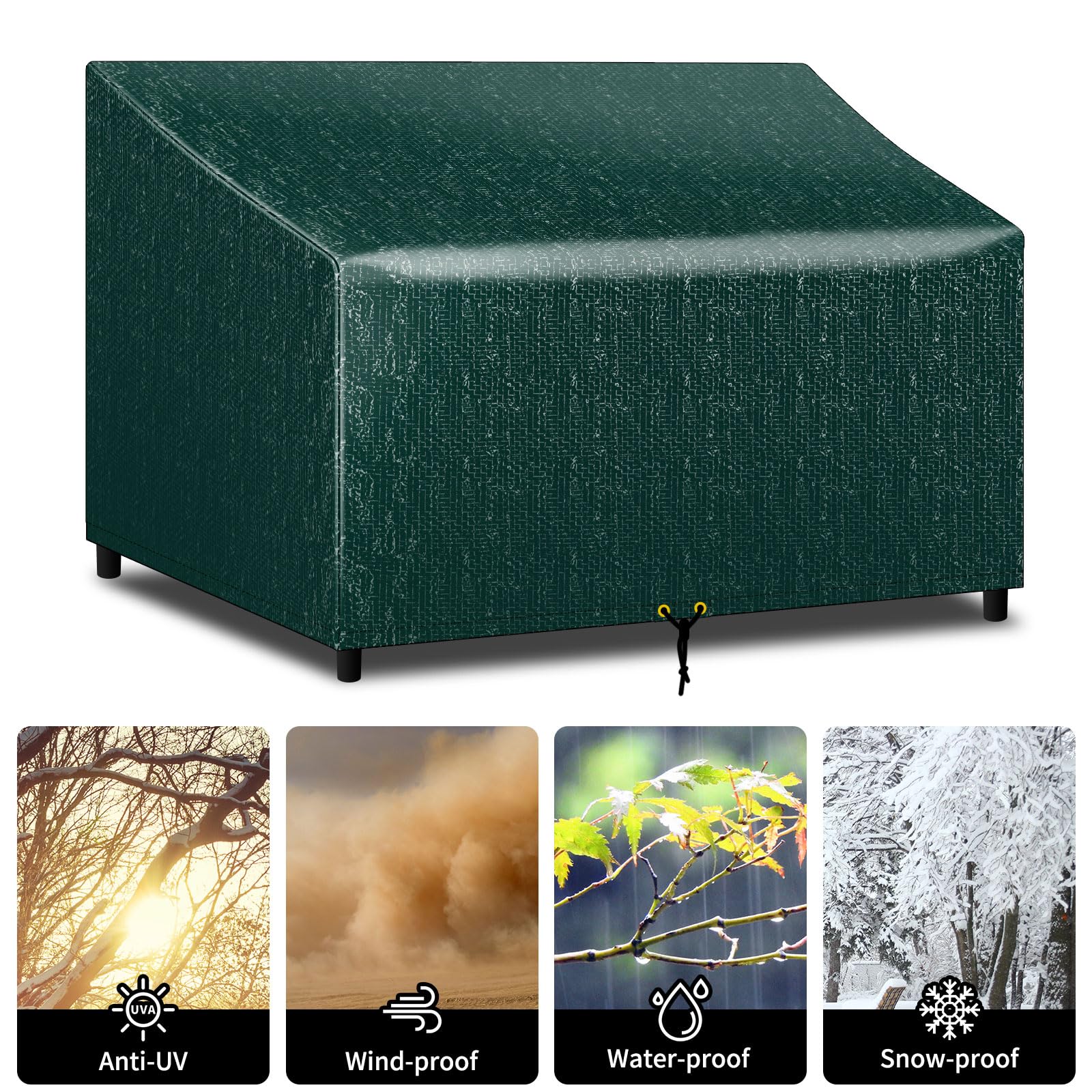 BLGBC134-0GR - Copertura per panca da giardino a 2 posti, impermeabile, 134 x 66 x 63/89 cm, colore: verde