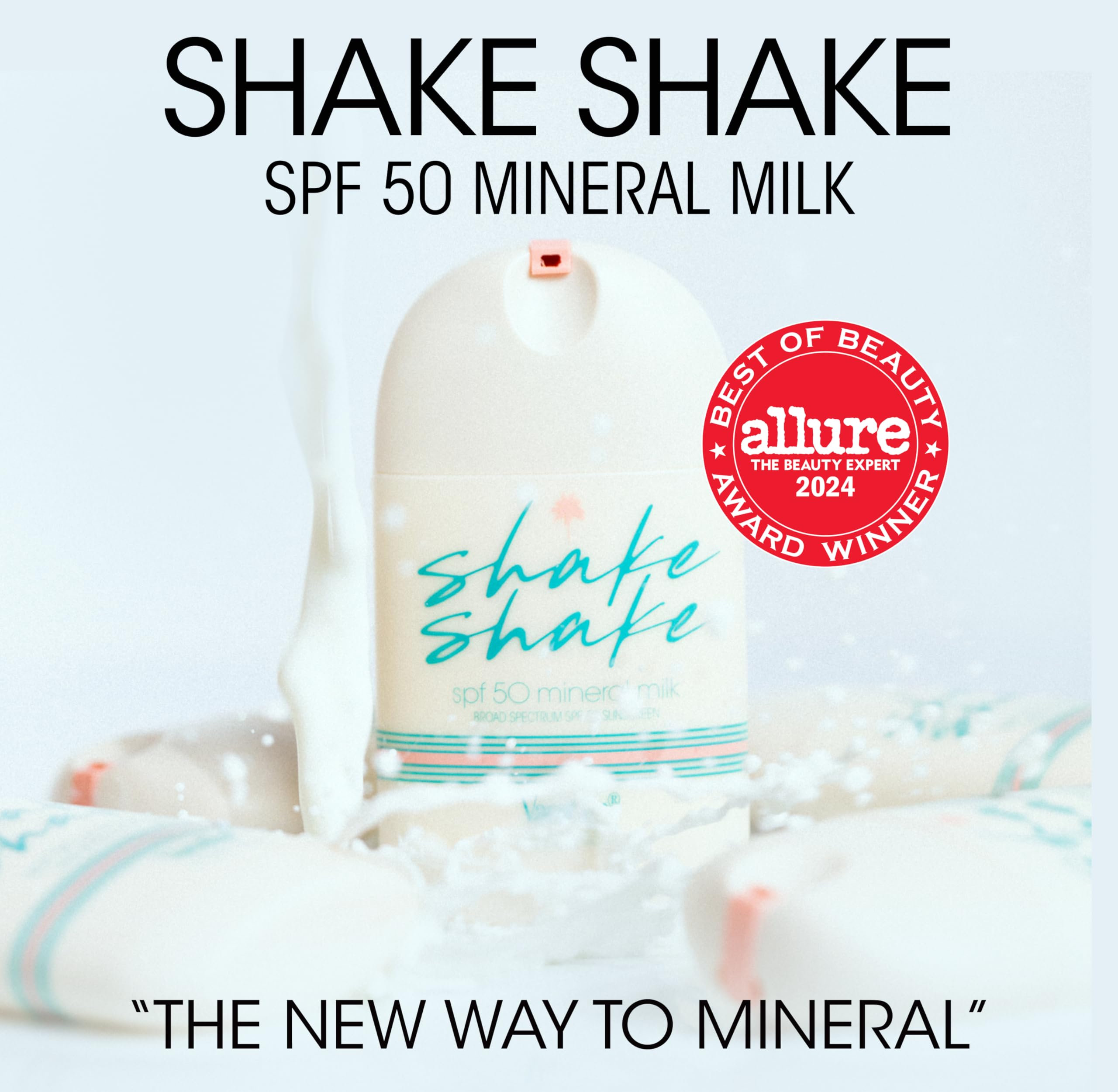 Vacation Shake Shake - Protector solar facial mineral SPF 50, 1.7 onzas líquidas | No nano óxido de zinc, no comedogénico, sin rayas, resistente al agua, amplio espectro, hidratante con SPF, vegano