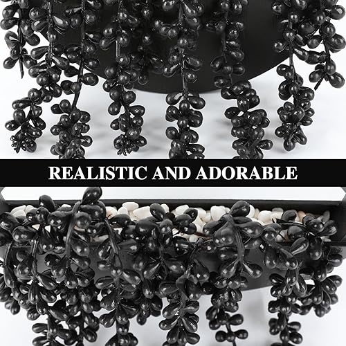 Miniatura 10 de Floweroyal 2 suculentas artificiales colgantes de 12.2 pulgadas, cadena de perlas falsas en maceta con cordón de 8.3 pulgadas para decoración de