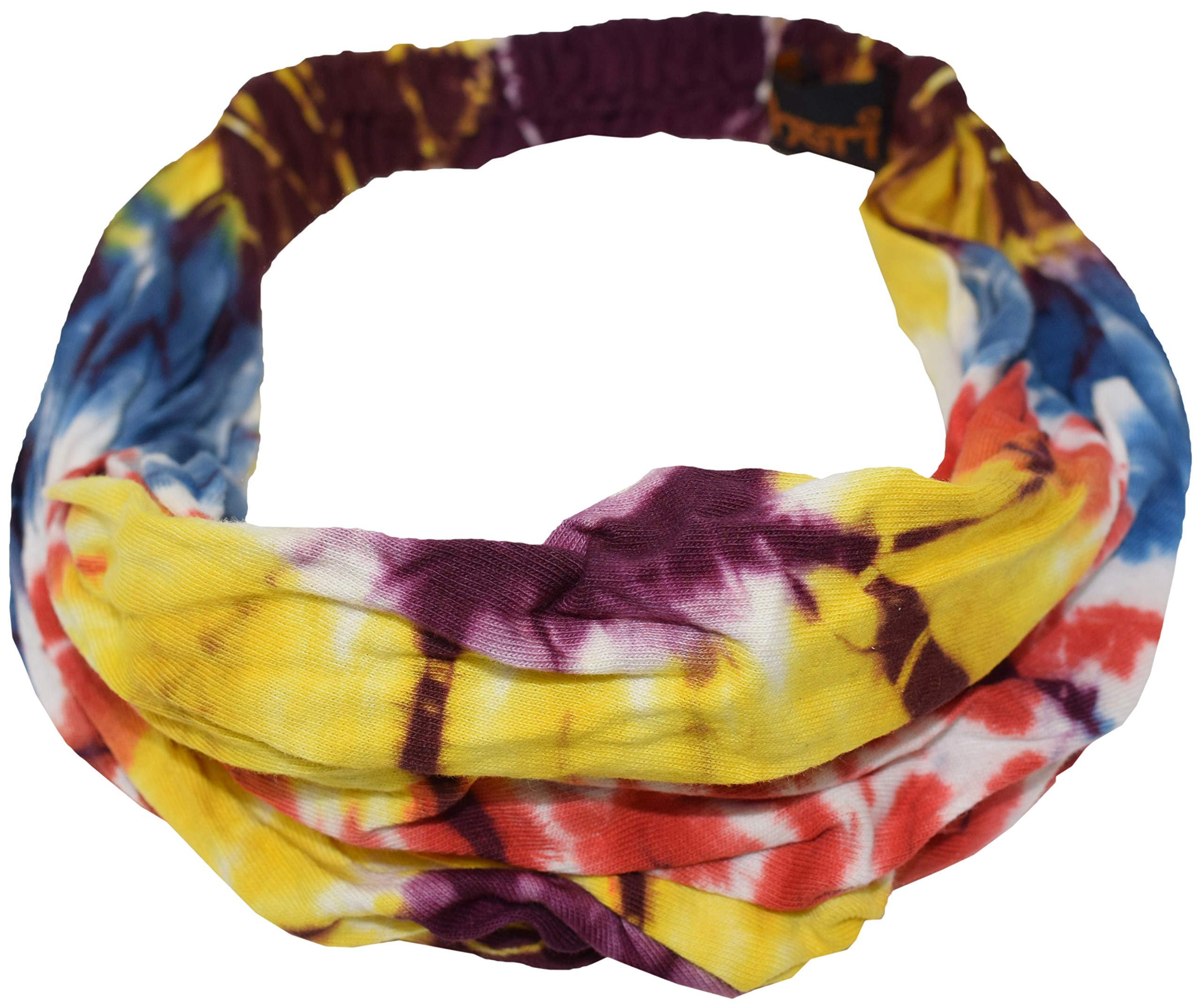 Gheri Cotton Nepalese Tie Dye Hippie Colorful Headwrap Headband Spiral Rainbow - Image 2