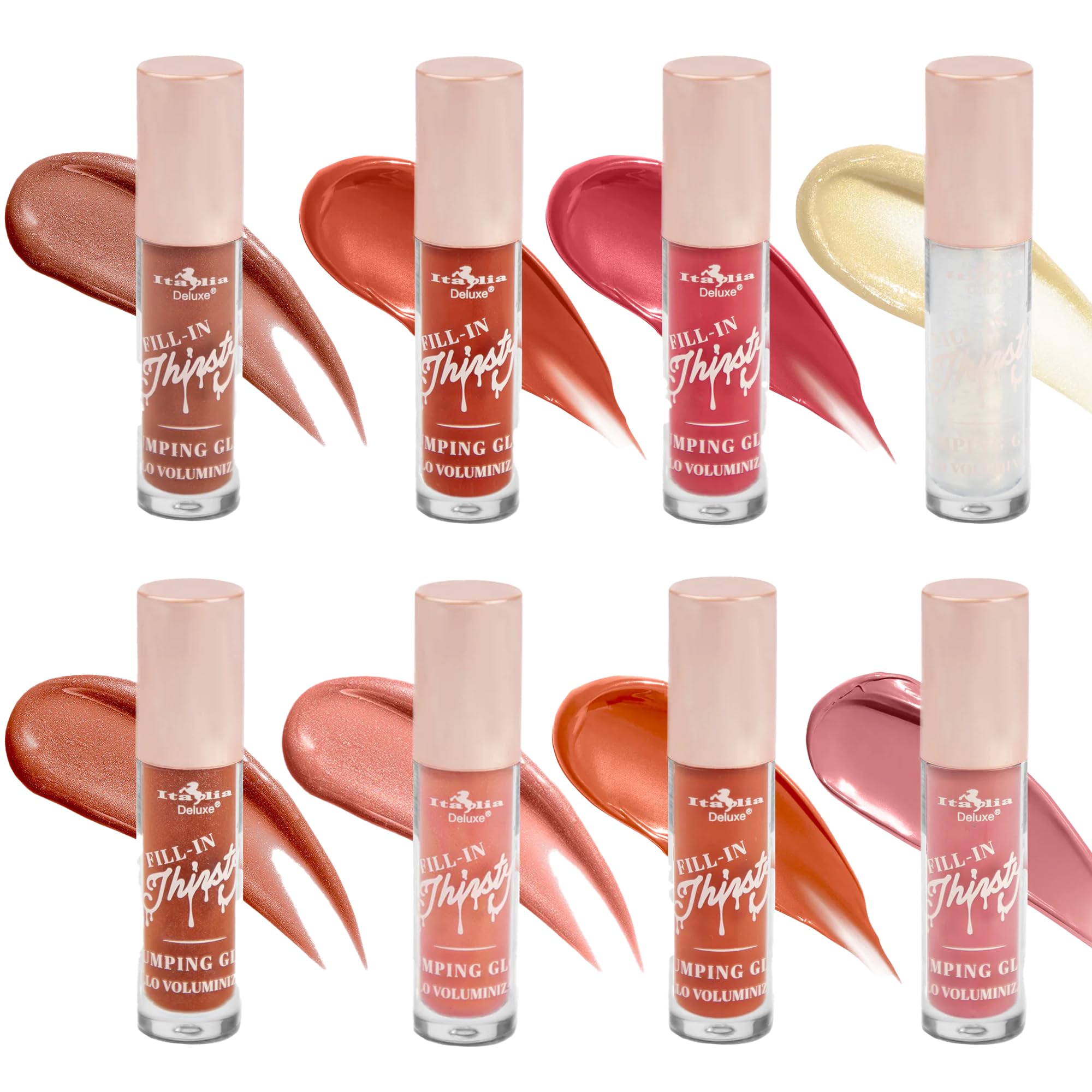 Beauty Bundle Italia Deluxe Fill-In Thirsty Plumping Gloss set of 8 hydrating & shiny fuller lips