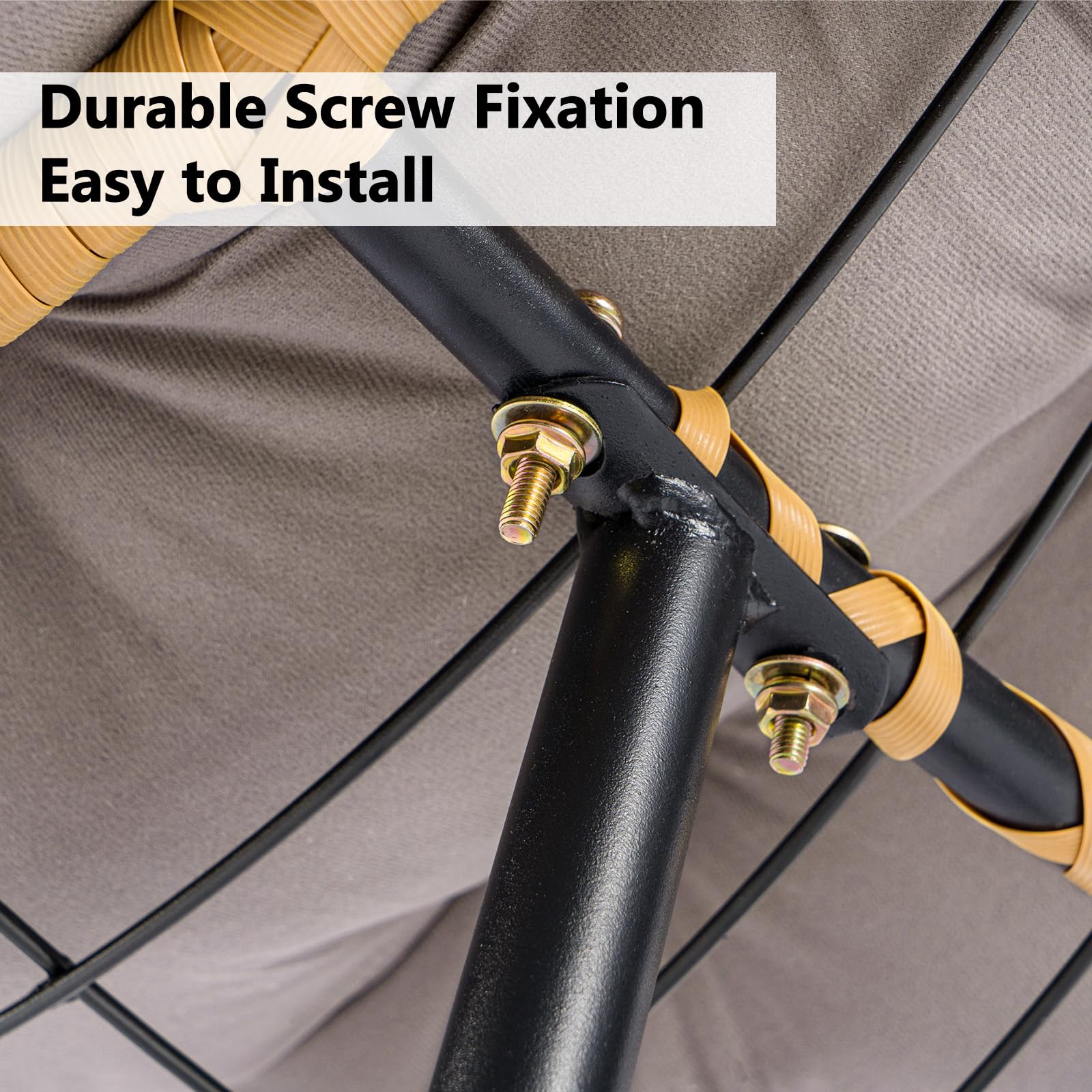 Übergroßer Schaukelstuhl mit Extra Dickem Sitzkissen – Breiter Schaukelsessel mit Ergonomischer Wippfunktion, Bequemer Loungesessel für Innen & Außen, Wohnzimmer, Terrasse (Dunkel Grau)