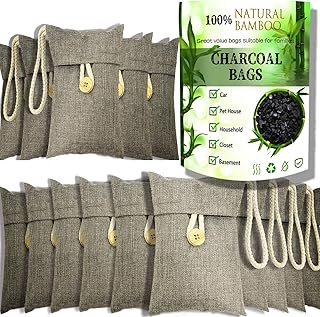 Charcoal bags Odor Absorber Activated Bamboo Charcoal Air Purifying Bag for Home Odor Eliminator Car Air Freshener for Closet Deodorizer Shoe Room Basement Litter Box Pet safe Bag 15Packs×100g