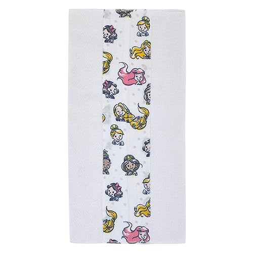 Miniatura 2 de Disney Paños para eructos de muselina de algodón 100% de princesa, color blanco, rosa, amarillo y aguamarina, paquete de 2
