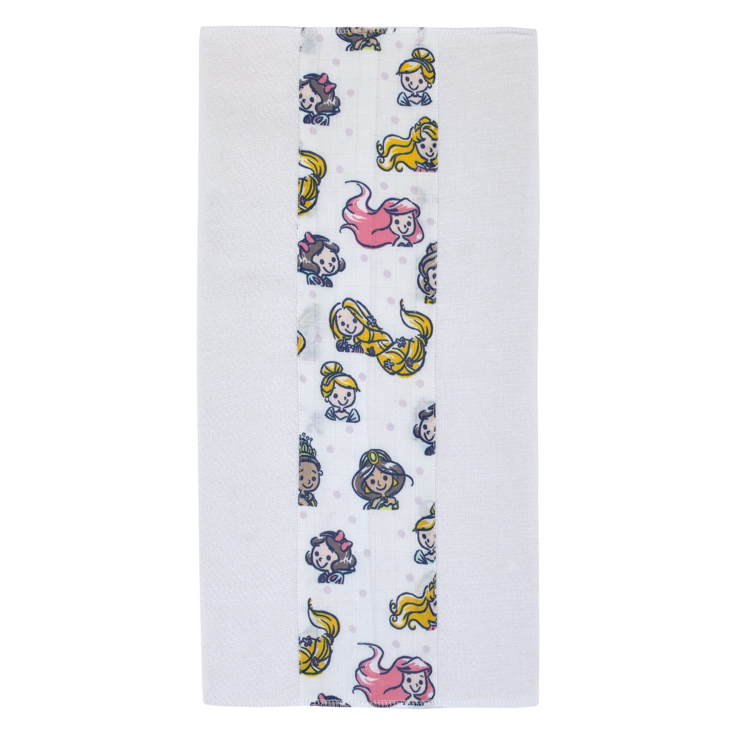 Disney Princess White, Pink, Yellow, and Aqua 2Pk 100% Cotton 10" x 20" Muslin Burp Cloths