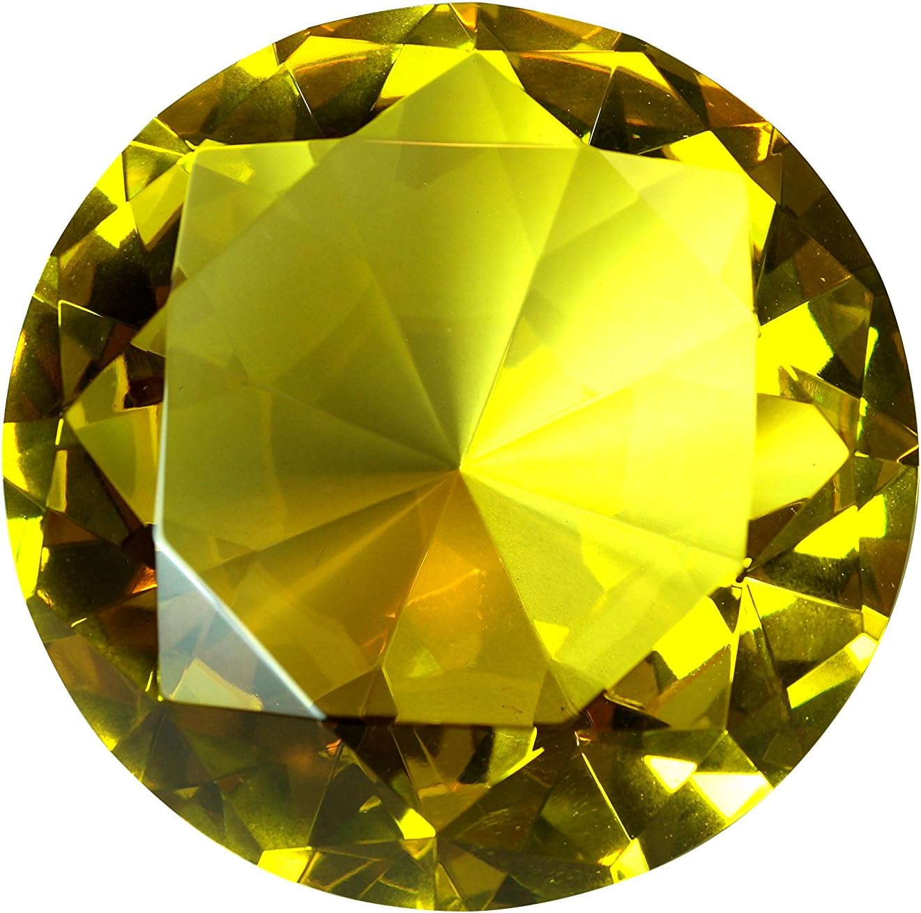 100mm Original Color Yellow Gold Crystal Diamond Jewel Paperweight 3.93 Inch (Not Painted)