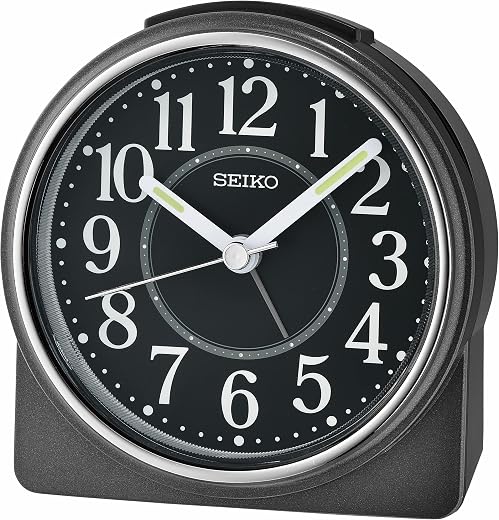 Seiko Marui Bedroom Alarm Clock, Metallic Black