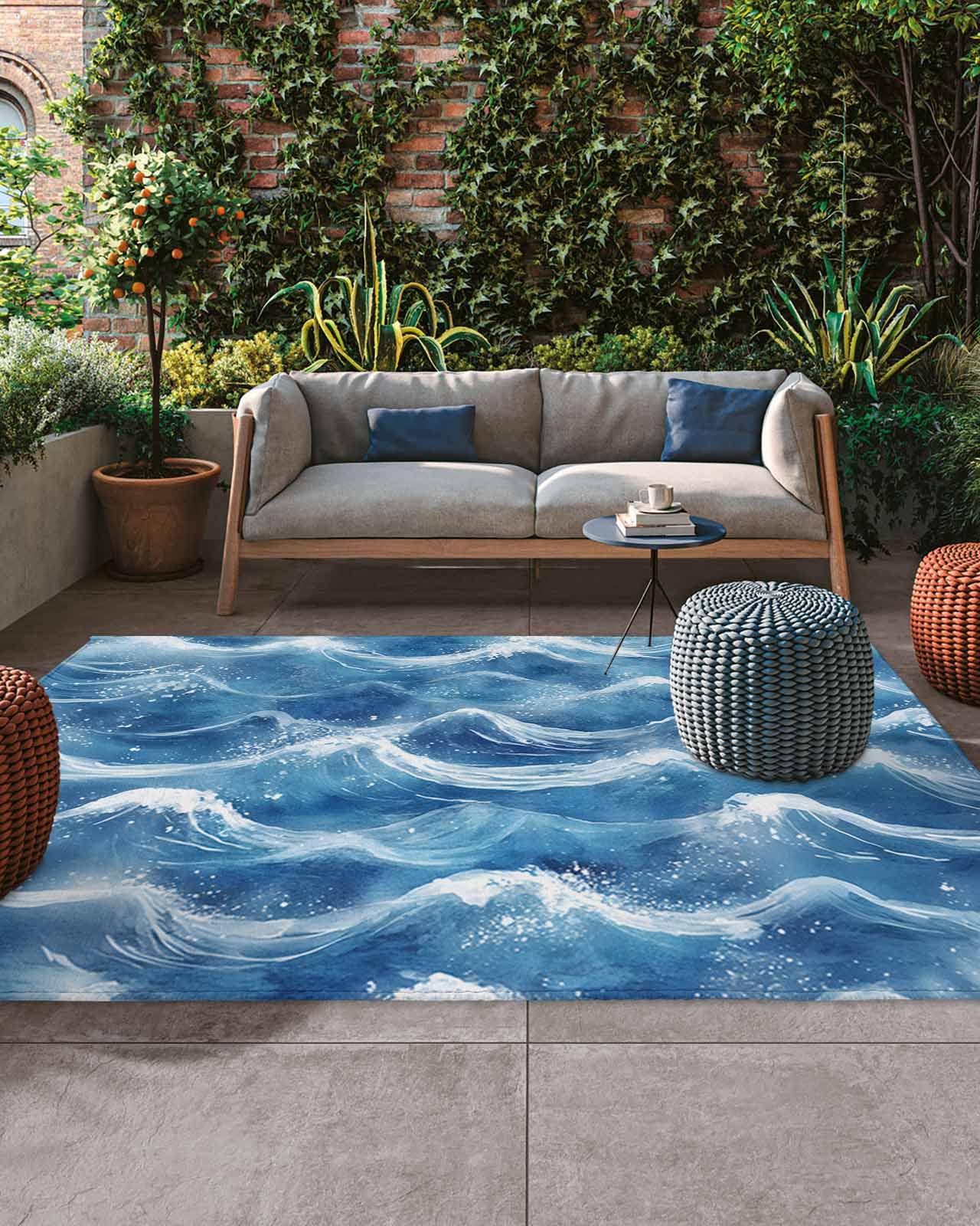 Amazon.com: Outdoor Rug, Summer Blue Ocean Water Ripple Absorbant