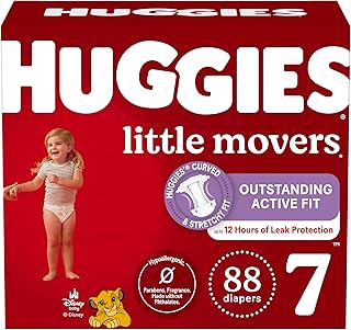 HUGGIES Size 7 Diapers, Little Movers Baby Diapers, Size 7 (41+ lbs), 88 Count (2 Packs of 44), Packaging May Vary